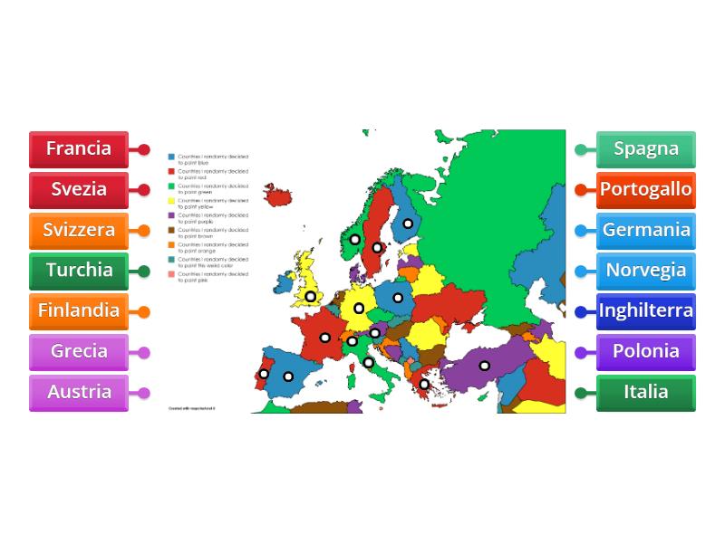 Paesi Europei Diagrama Con Etiquetas