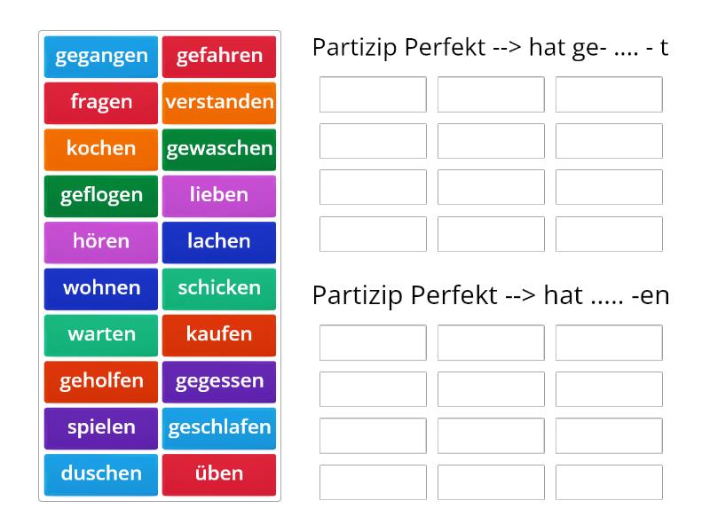 Bildung Partizip Perfekt Past Tense Group Sort