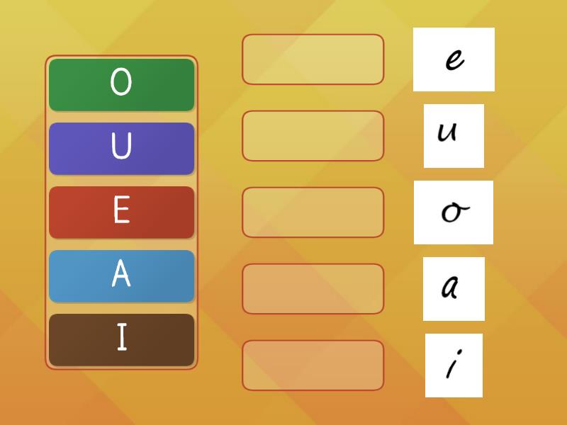 Maiúsculas x minúsculas cursivas vogais Match up