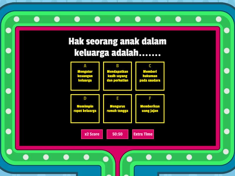 KEWAJIBAN DAN HAK SEBAGAI ANGGOTA KELUARGA DAN WARGA SEKOLAH Gameshow