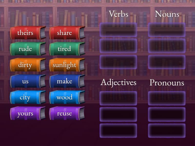 Verbs Nouns Adjectives Pronouns Ordenar Por Grupo