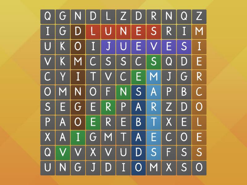 Dias De La Semana Wordsearch