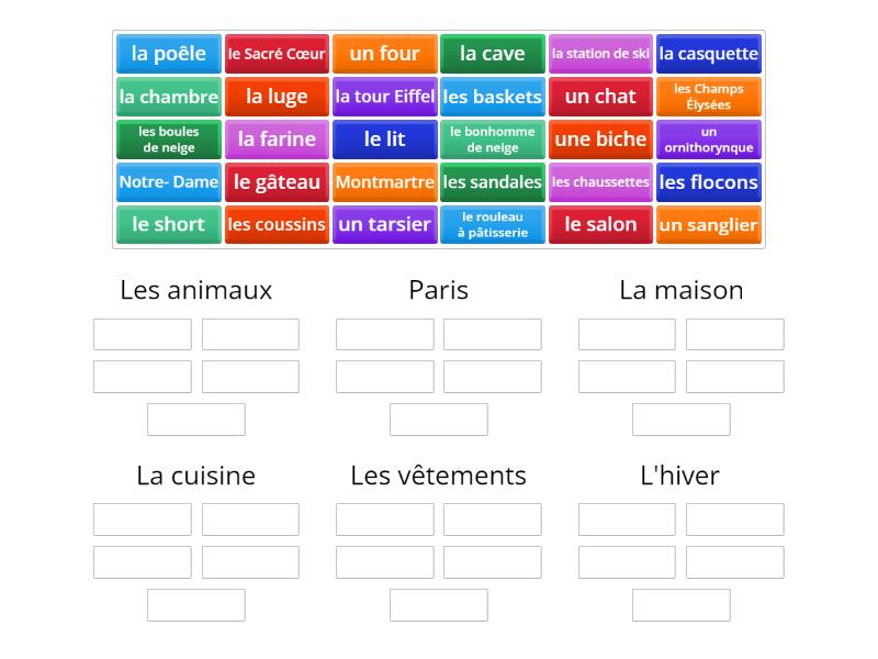 Year 4 Vocabulaire Les Champs Lexicaux Group Sort