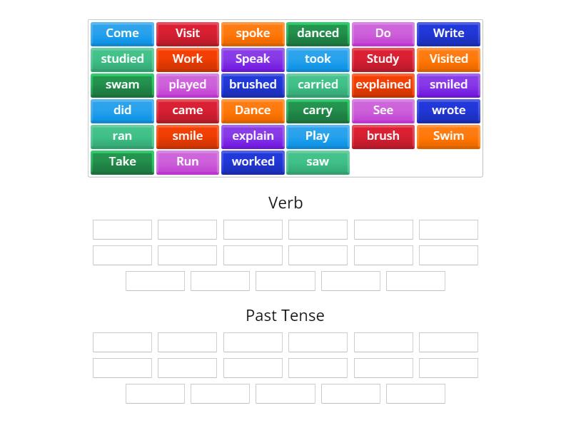 Classifying Verbs With Their Past Tense Ordenar Por Grupo