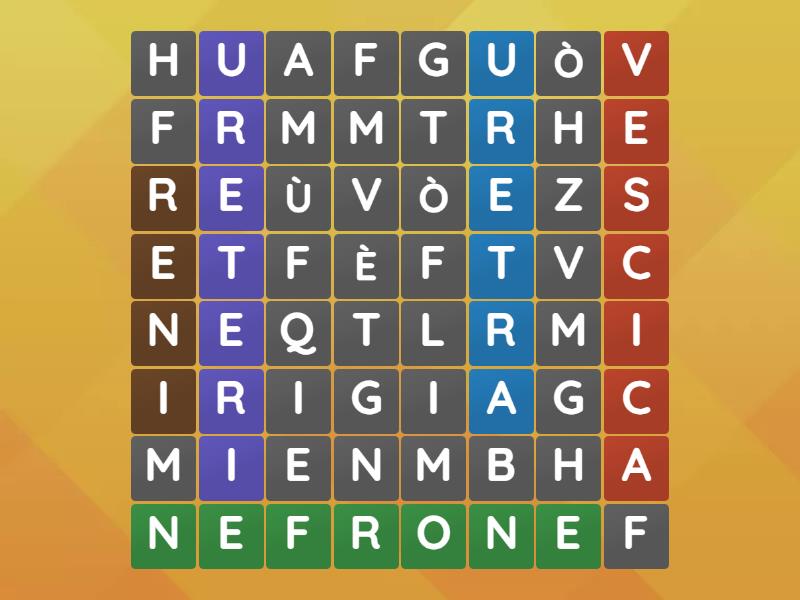 Apparato Escretore Wordsearch