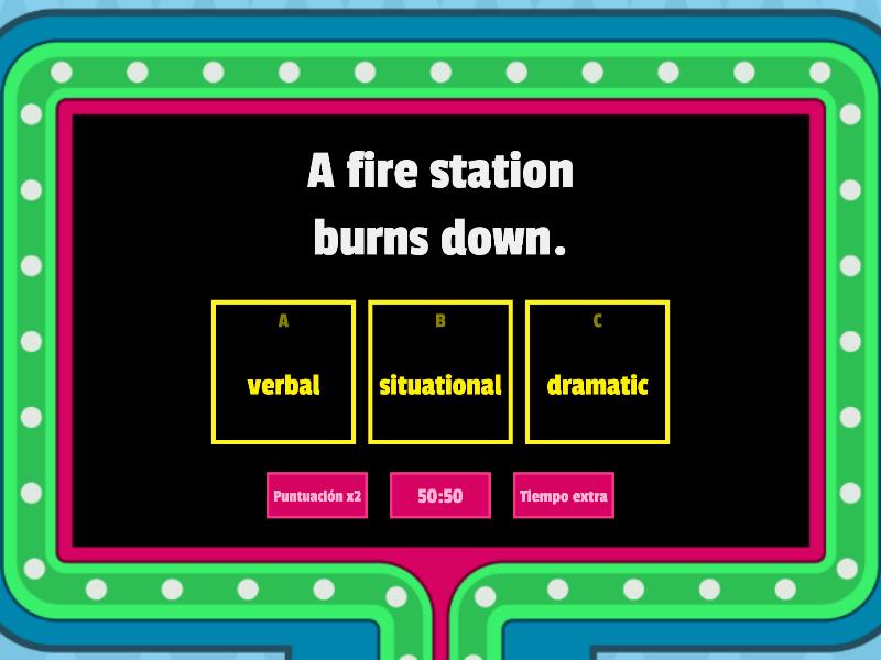 Types Of Irony Verbal Situational And Dramatic Gameshow Quiz