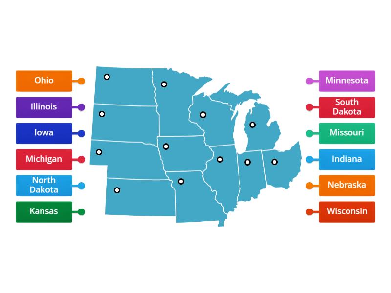 Midwest States Labelled Diagram