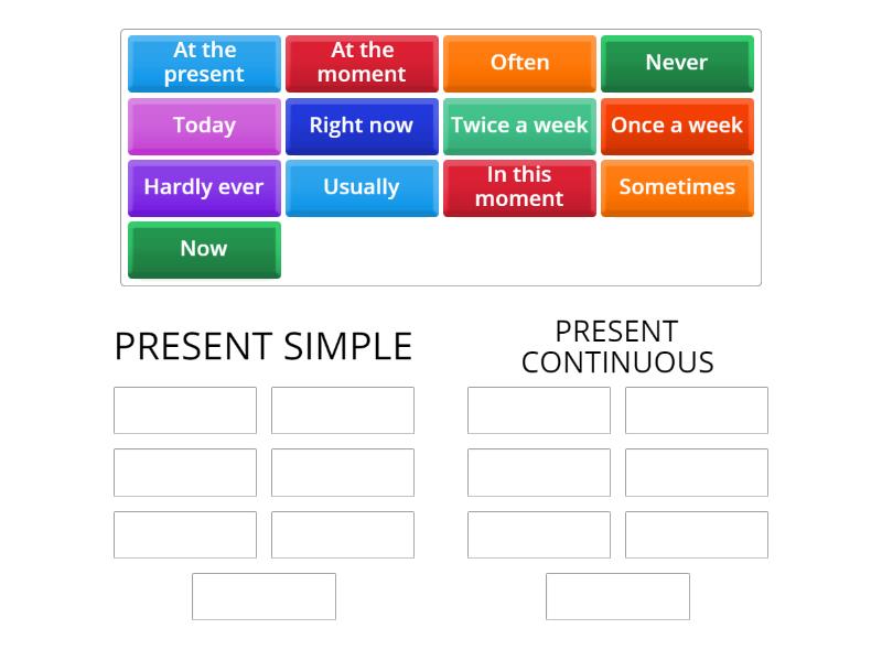 Present Simple Or Present Continuous Ordenar Por Grupo