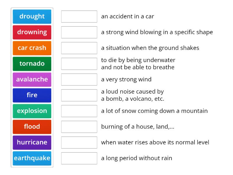 Ys Unit A Natural Disasters Match Up