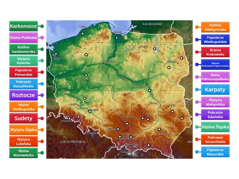 Krainy Geograficzne Polska Labelled Diagram