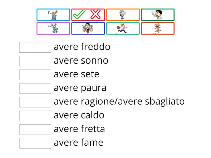 Espressioni Con AVERE Match Up