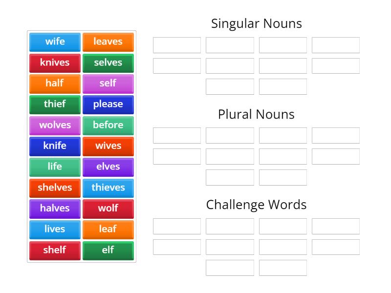 Singular And Plural Nouns Sort Group Sort