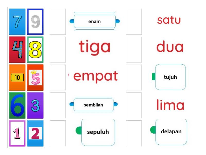 Mencocokkan Nama Bilangan Dengan Lambang Bilangan Match Up