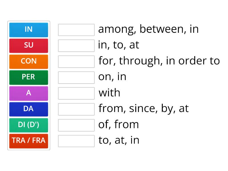 Preposizioni Semplici Match Up