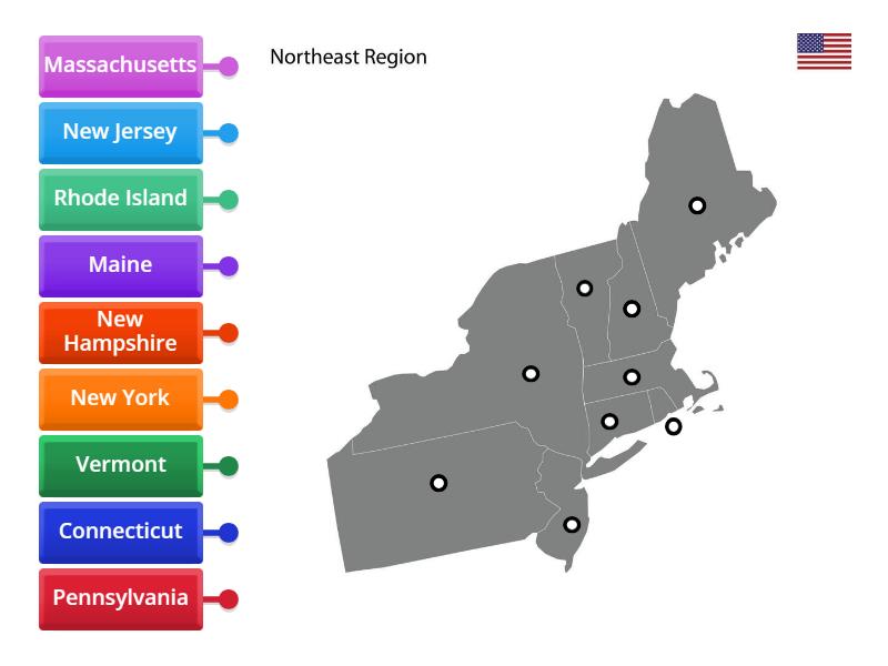 Northeast States Labelled Diagram