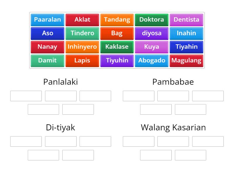 Kasarian Ng Pangngalan Group Sort