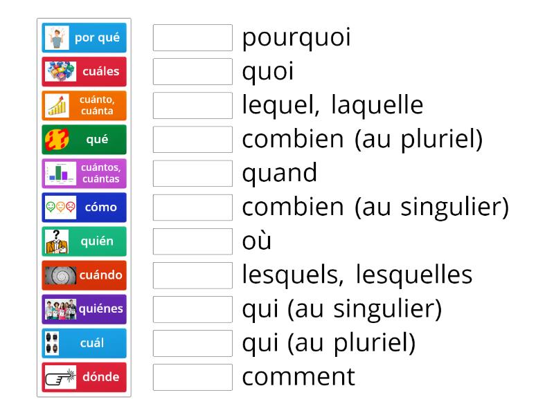 Les Pronoms Interrogatifs Match Up