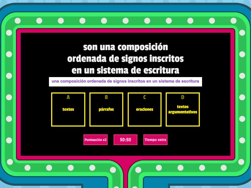 Tipos De Textos Gameshow Quiz