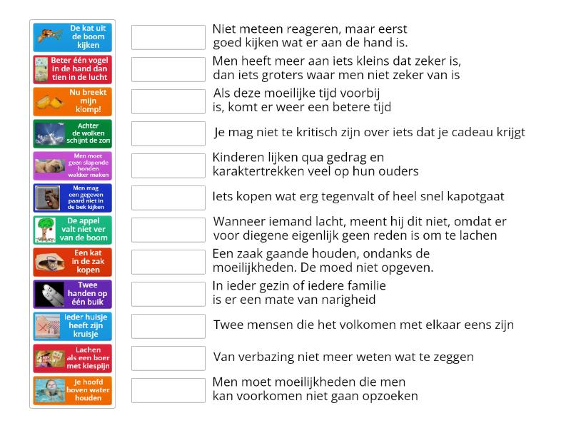 Spreekwoordenposter Zoek De Juiste Betekenis Bij Het Juiste