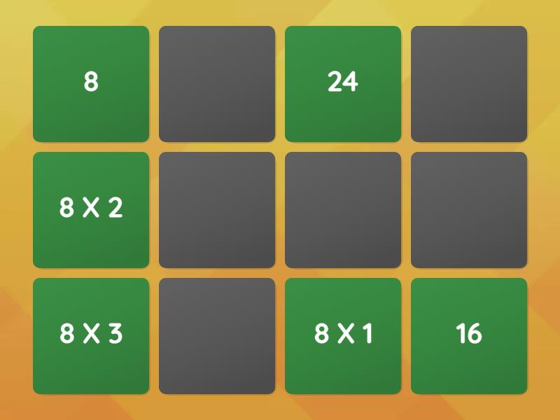 Juego De Las Tablas De Multiplicar Matching Pairs