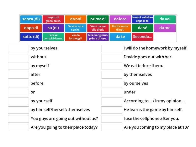 Pronomi Tonici Disjunctive Pronouns And Prepositions Match Up