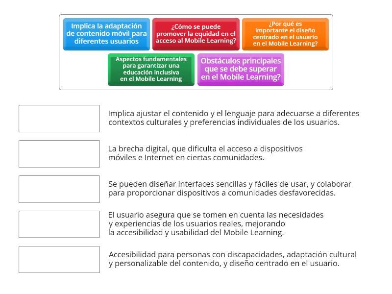 Mobie Learnig Seleccione Y Arrastre La Respuesta Correcta Une Las