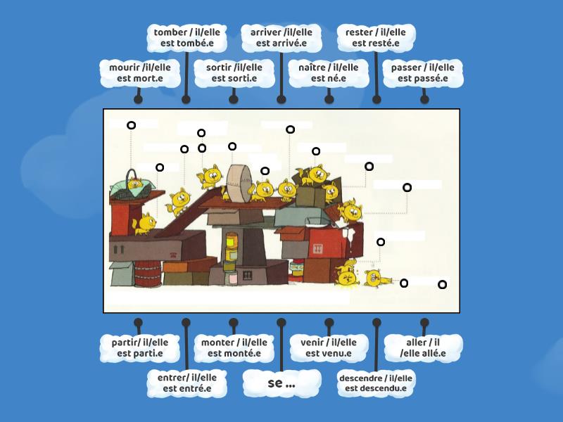 passé composé les verbes avec etre Labelled diagram