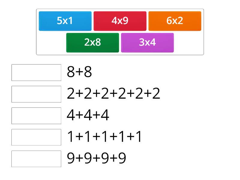 Une La Multiplicacion Con Las Sumas Iguales Segun Corresponda Une