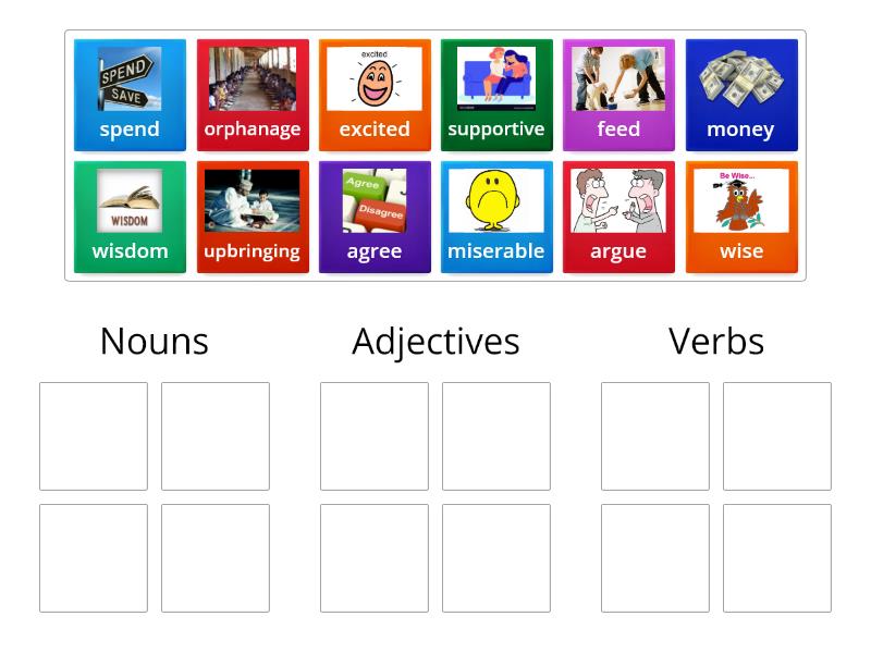 Nouns Adjectives Verbs Ordenar Por Grupo