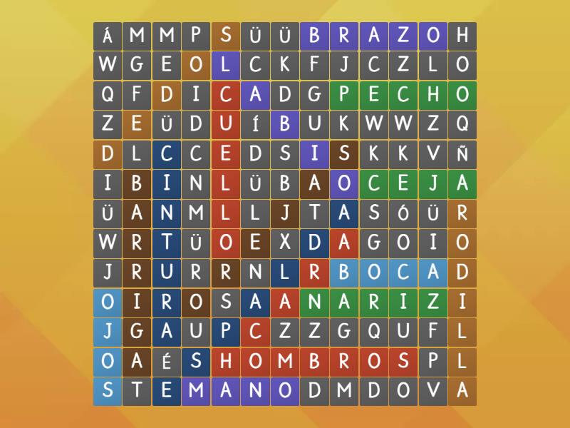 Partes Del Cuerpo Humano Wordsearch