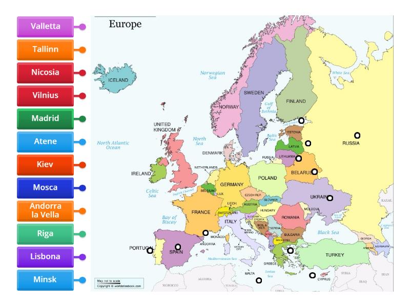 Le Capitali Dell Europa Mediterranea E Orientale Labelled Diagram