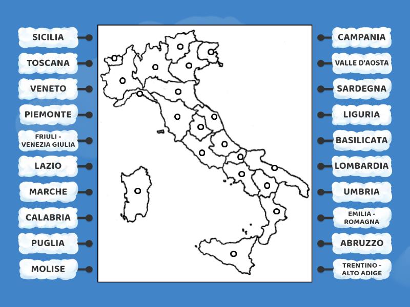 Ripasso Delle Regioni D Italia Diagrama Con Etiquetas