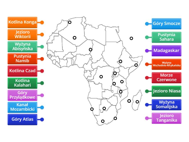 Mapa konturówka Afryki Rysunek z opisami