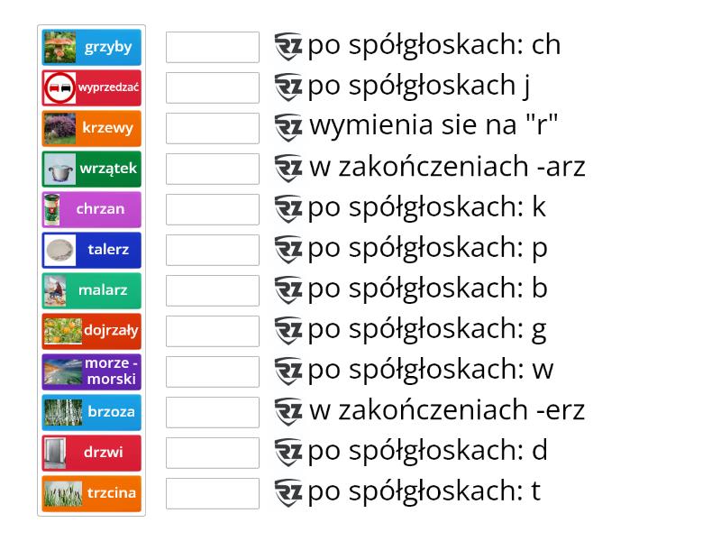 Pisownia RZ Praktyka 3c Match Up