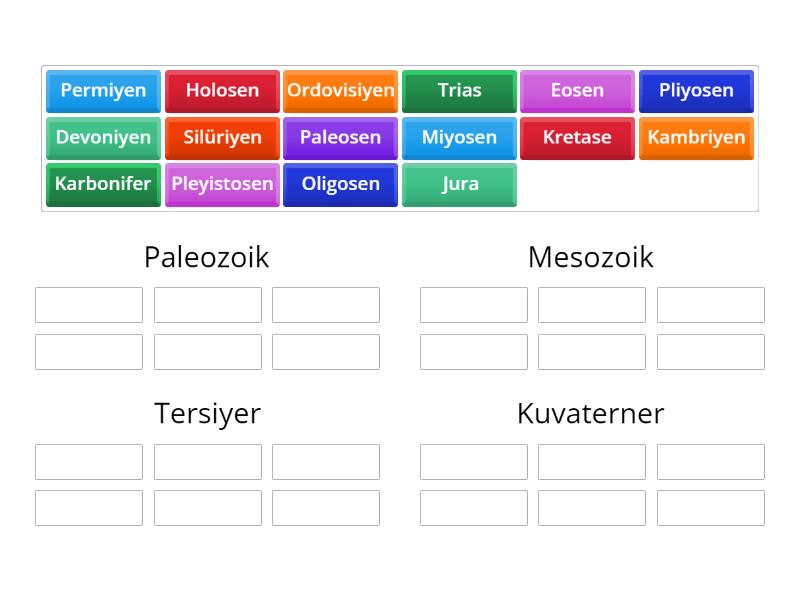 Jeolojik Zamanlar Group Sort