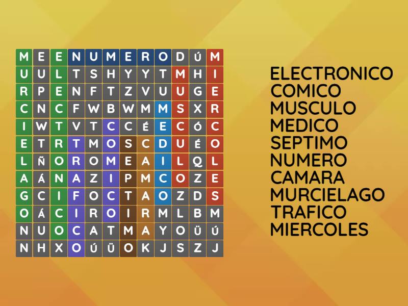 PALABRA ESDRUJULAS Wordsearch