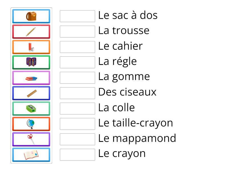 Oggetti Scolastici Francese Abbinamenti