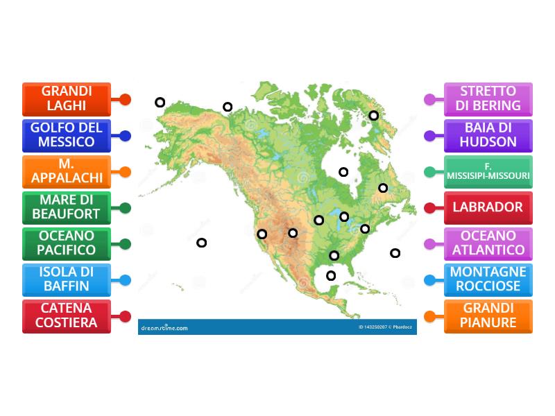 Nord America Fisica Labelled Diagram