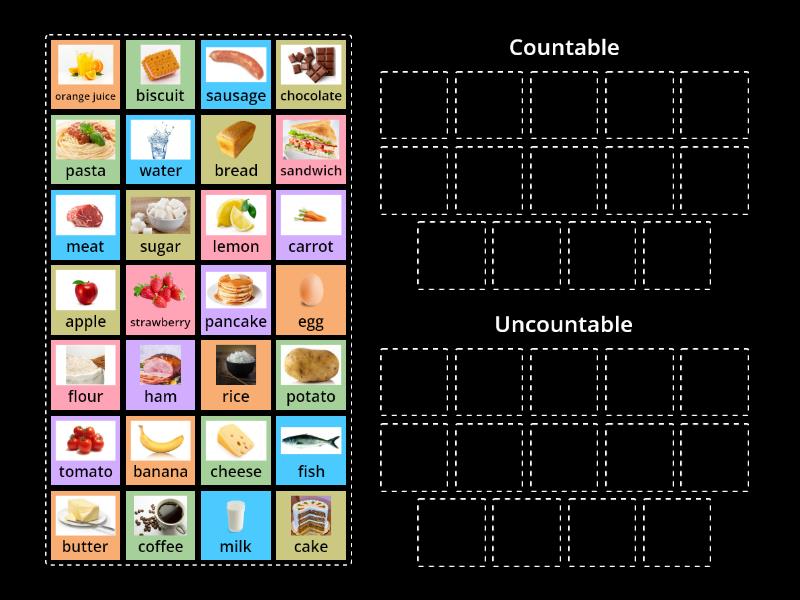 Countable And Uncountable Nouns Posortuj