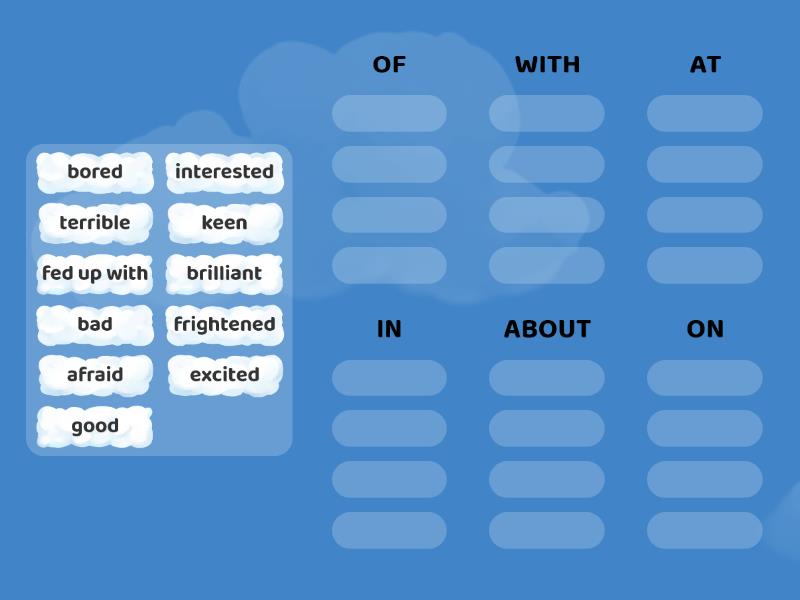 Gold Experience B1 Unit 1 Adjectives Prepositions Group Sort