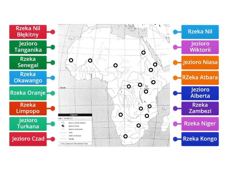 Mapa Afryki Rzeki I Jeziora Labelled Diagram