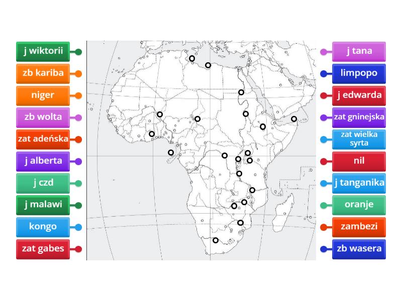 Afryka Rzeki Jeziora Zatoki I Zbiorniki Wodne Labelled Diagram