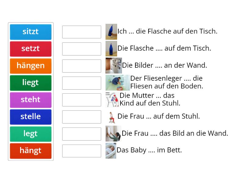 Wohin Wo stellen stehen legen liegen hängen setzen sitzen