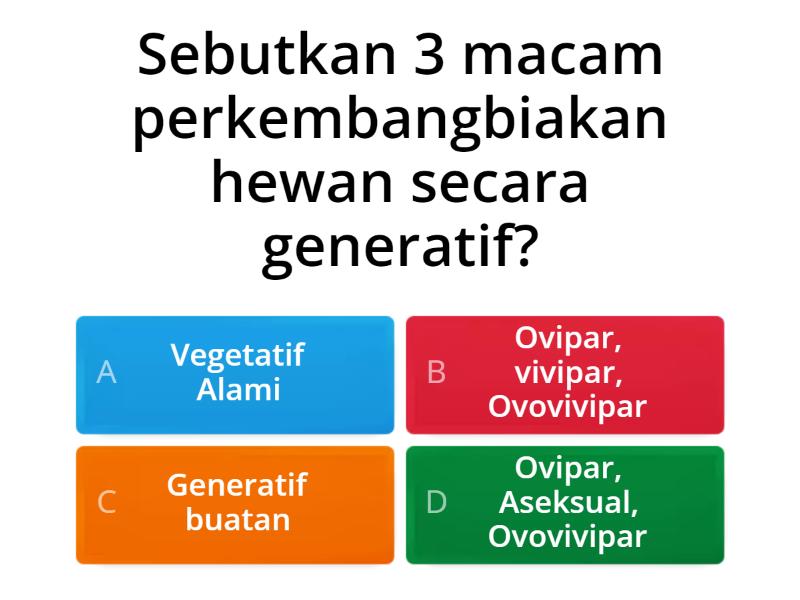 Perkembangbiakan Hewan Secara Generatif Quiz