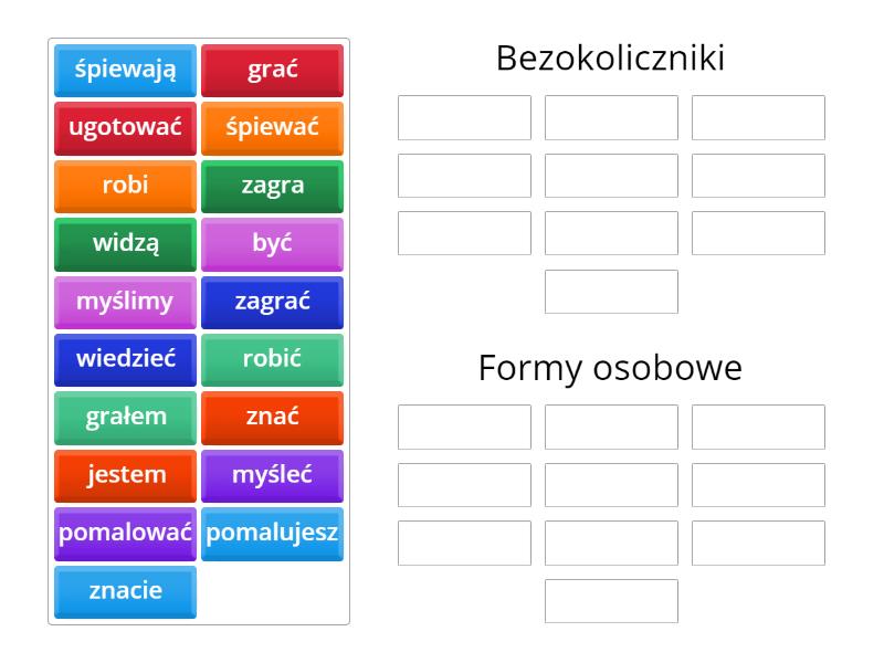 Bezokoliczniki I Formy Osobowe Group Sort