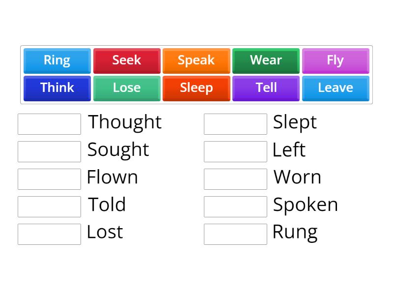 Irregular Verbs Une Las Parejas