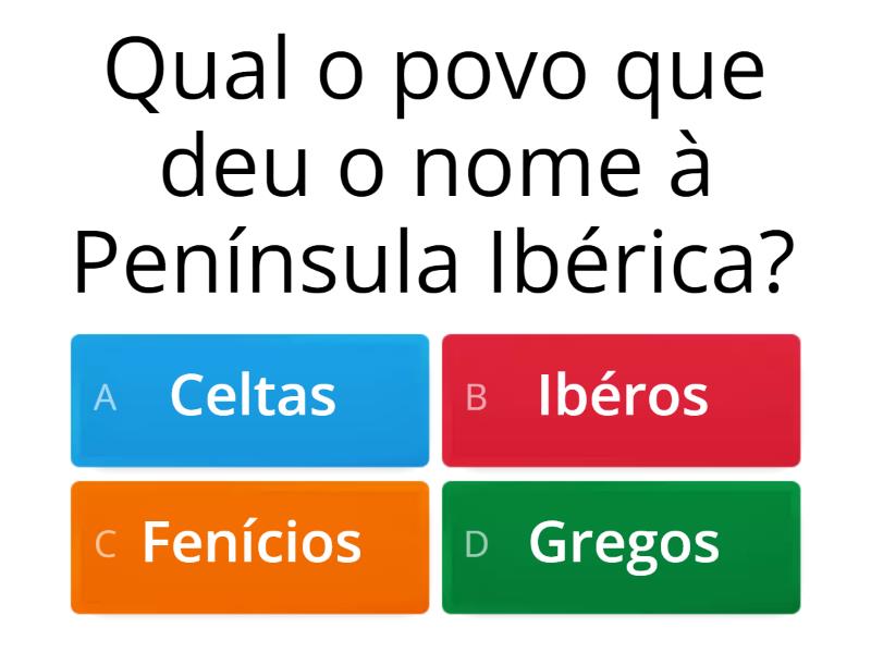 Primeiros povos a habitar a Península Ibérica Questionário