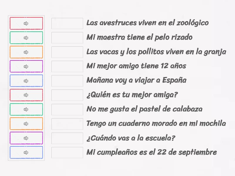 Repaso 2 Listening Une Las Parejas