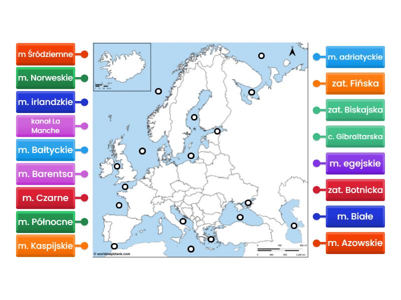 Morza zatoki cieśniny i półwyspy Europy Labelled diagram