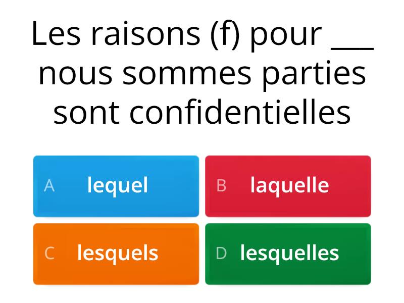 Complétez les phrases suivantes en utilisant les pronoms relatifs